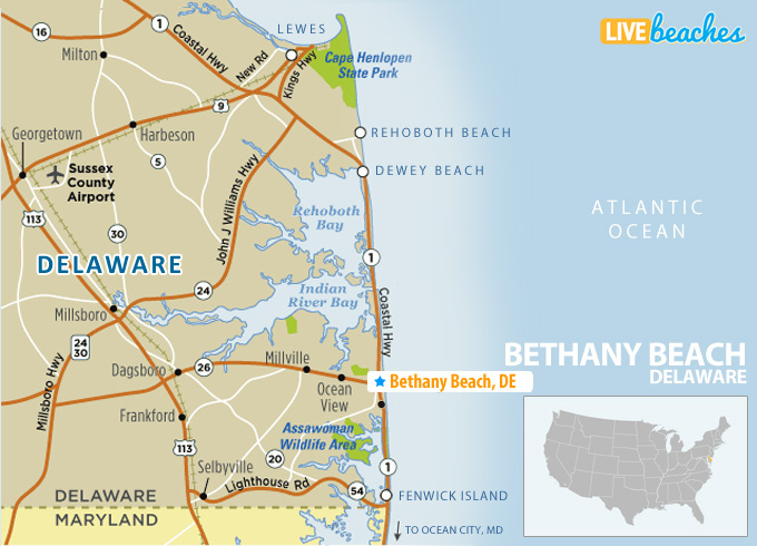 Map Of Bethany Beach Delaware Live Beaches