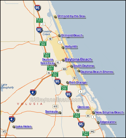 Map Of Daytona Beach Driving Areas