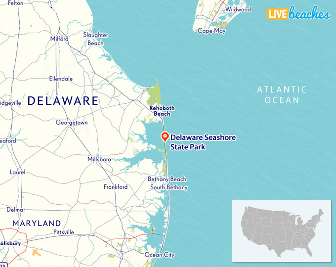 Map Of Delaware Seashore State Park Live Beaches