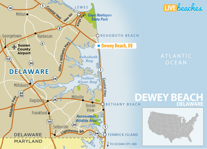 Delaware Beach Towns Map