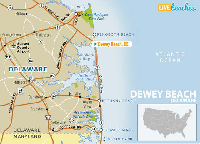 Map Of Dewey Beach Delaware Live Beaches