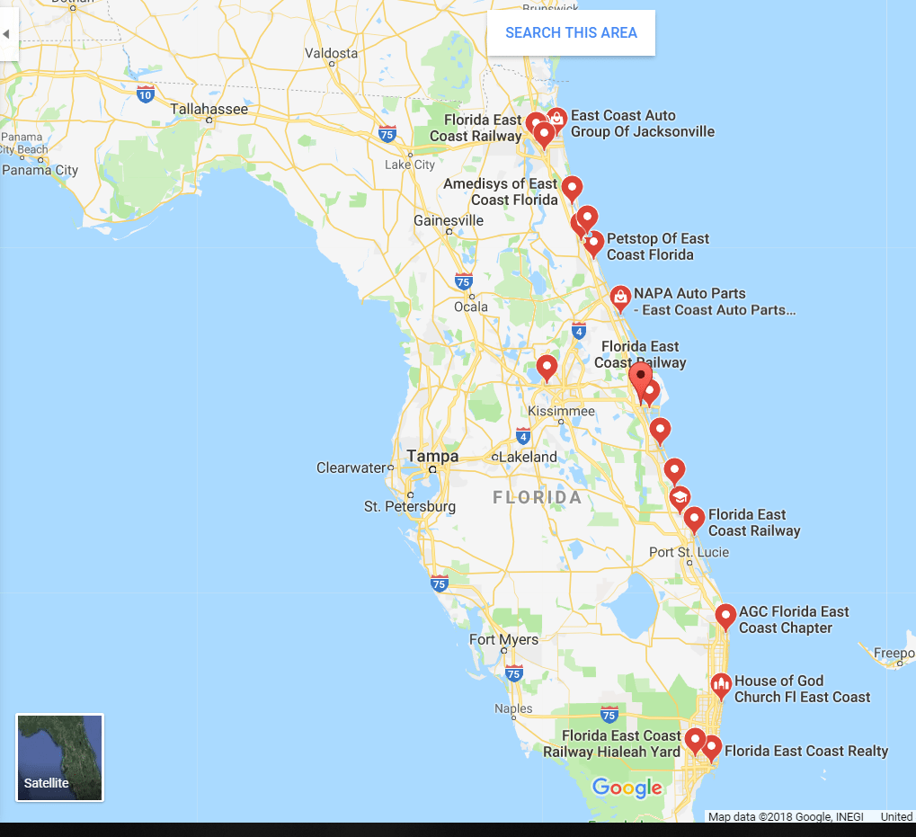 Map Of Florida East Coast Beaches And Cities Science Trends