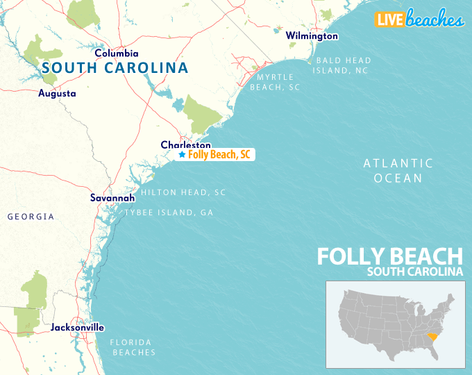 Map Of Folly Beach South Carolina Live Beaches