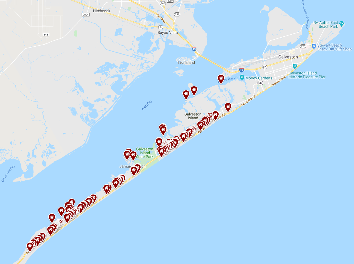 Map Of Galveston Beach Map Of Farmland Cave | Beach Map