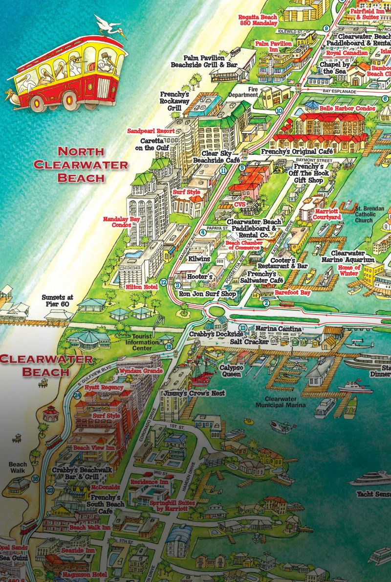Map Of Hotels In Clearwater Beach Fl Maping Resources