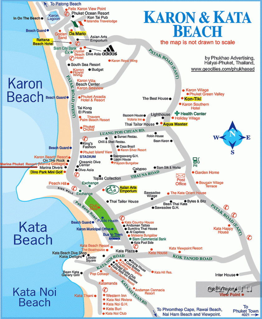 Map Of Karon And Kata Beaches Phuket Map