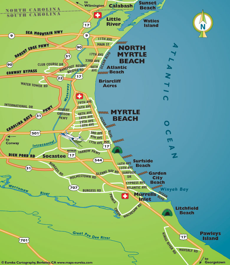 Map Of Myrtle Beach Area