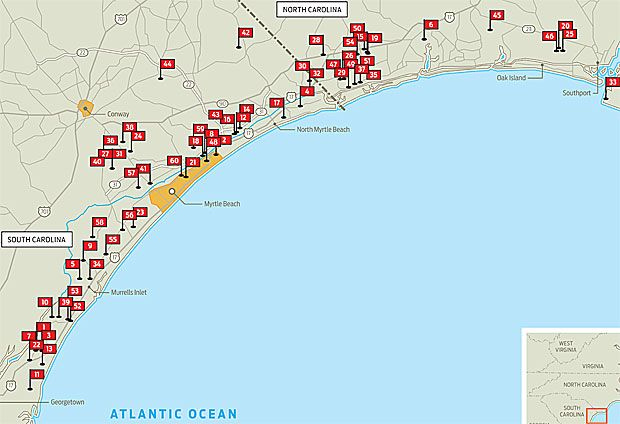 Golf Courses Myrtle Beach Map | Beach Map