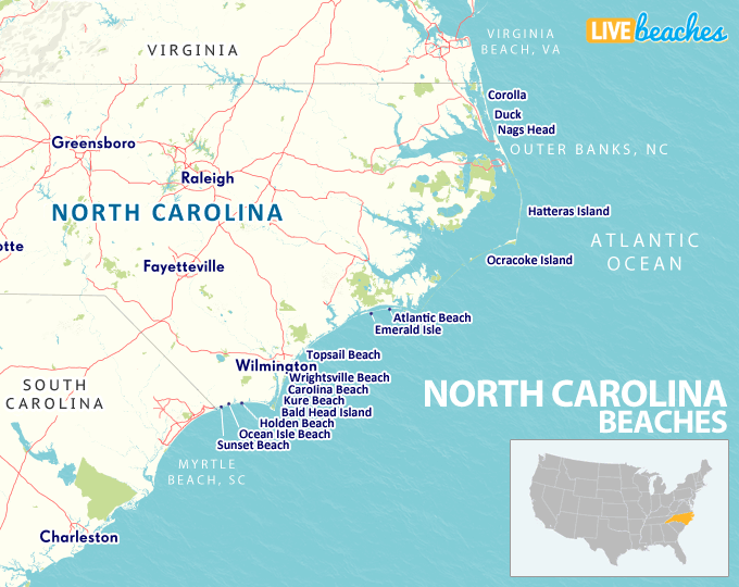 Nc Beach Map Beach Map 