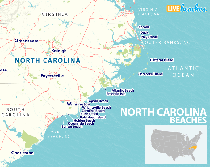 Map Of North Carolina Beaches Live Beaches North Carolina Beaches 