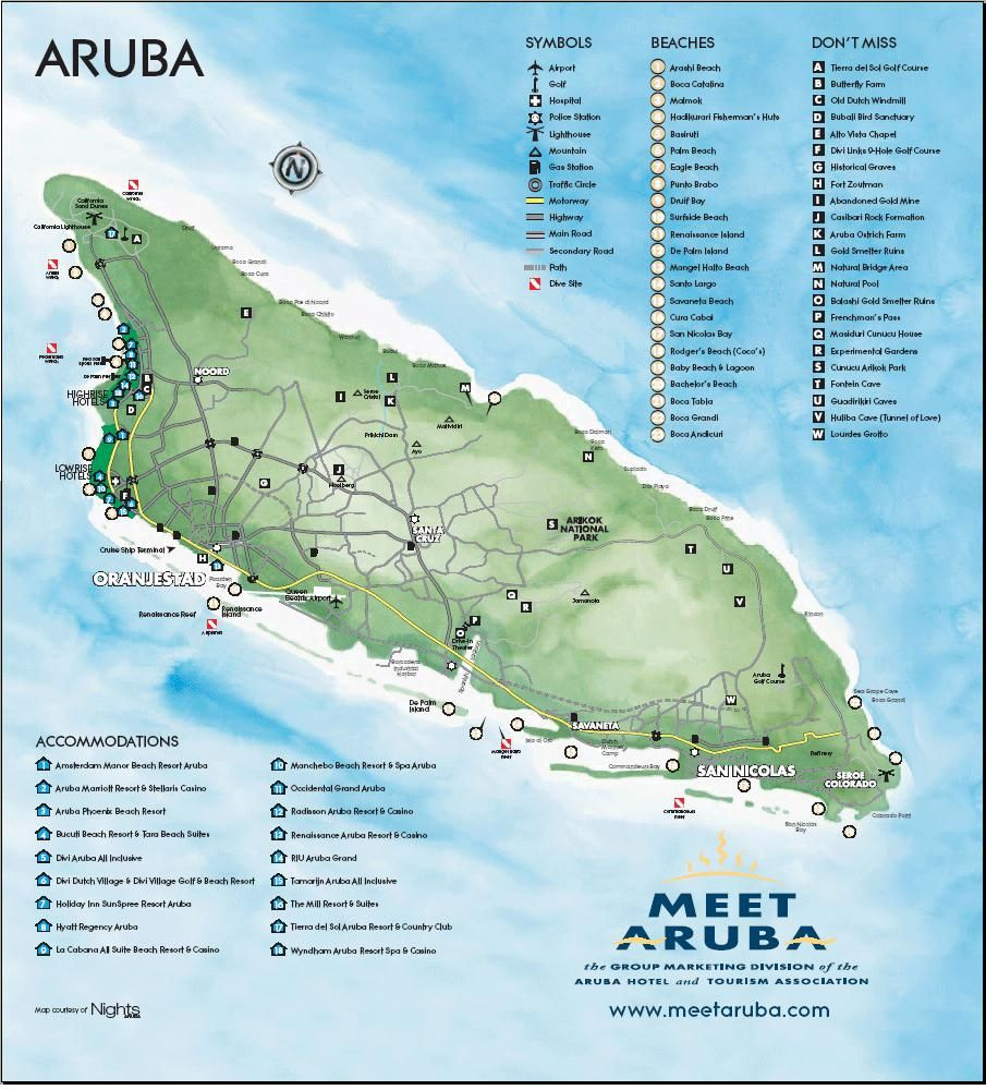 Map Of Palm Beach Aruba Palm Beach Map