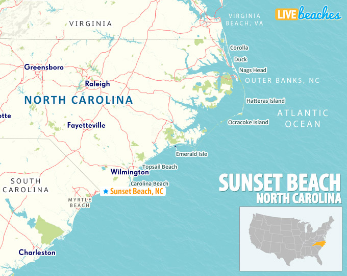 Map Of Sunset Beach North Carolina Live Beaches