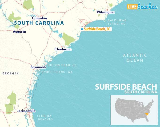 Map Of Surfside Beach South Carolina Live Beaches