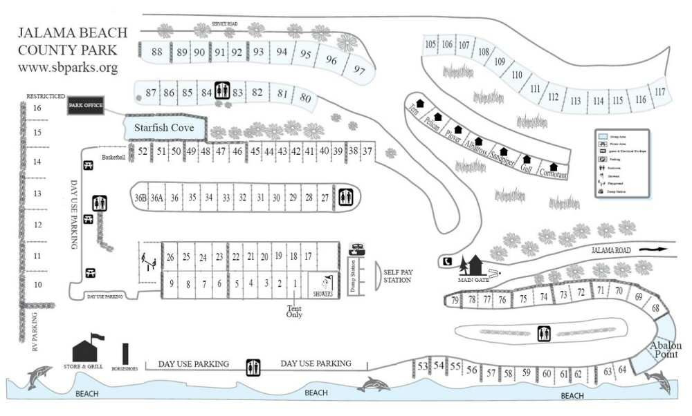 Map Of The Campsites And Facilities At Jalama Beach A Great Place For 