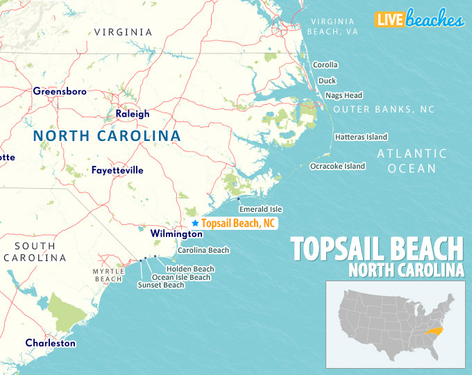 Map Of Topsail Beach North Carolina Live Beaches