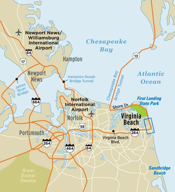 Map Of Virginia Beach VA Virginia Beach Vacation Guide Virginia 