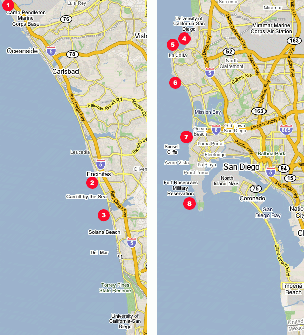 San Diego Beaches Map  Beach Map