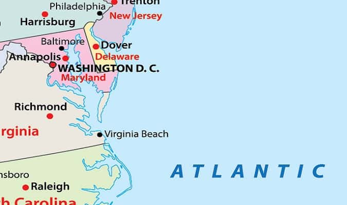 Mapa De Delaware EUA Destinos