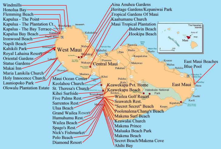Map Of Maui Beaches
