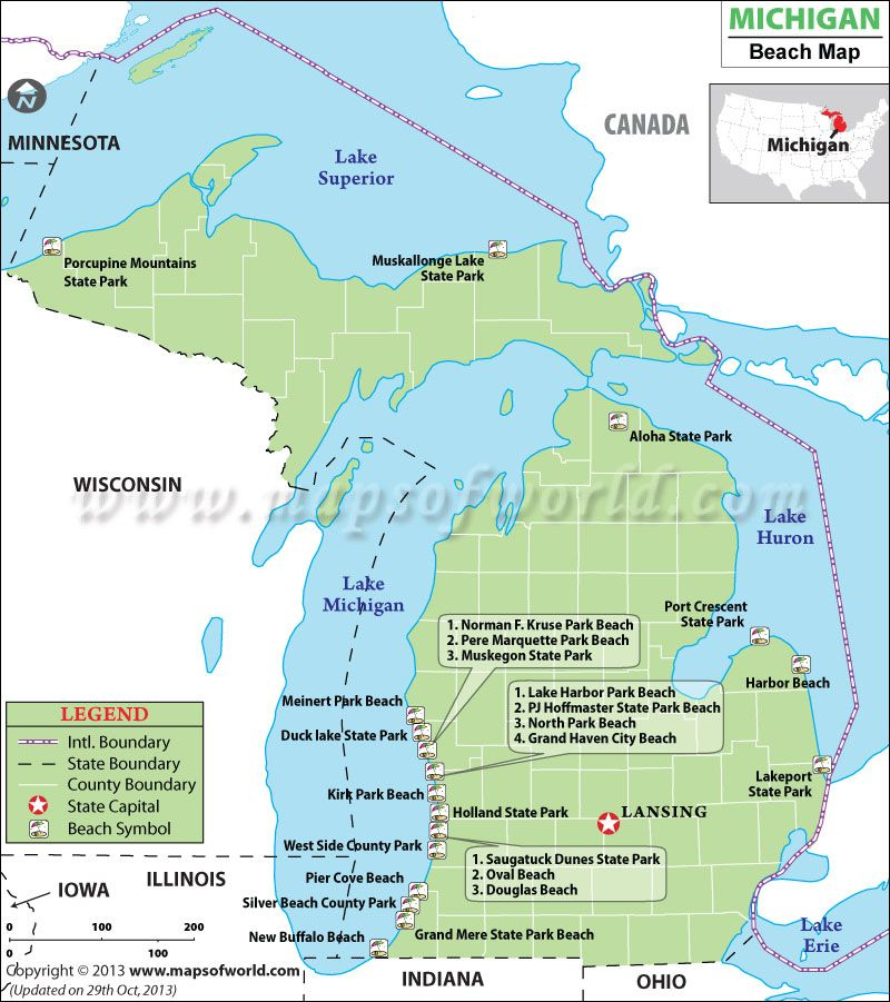 Michigan Beaches Map Michigan Beaches Wisconsin State Parks