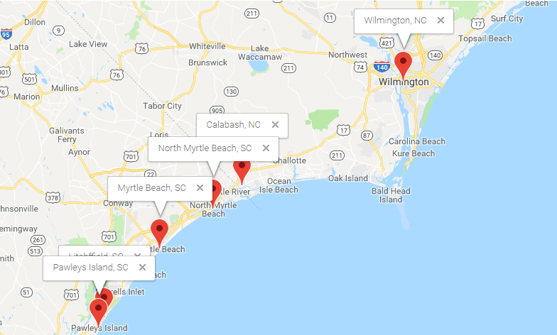 Myrtle Beach Golf Course Map Locations