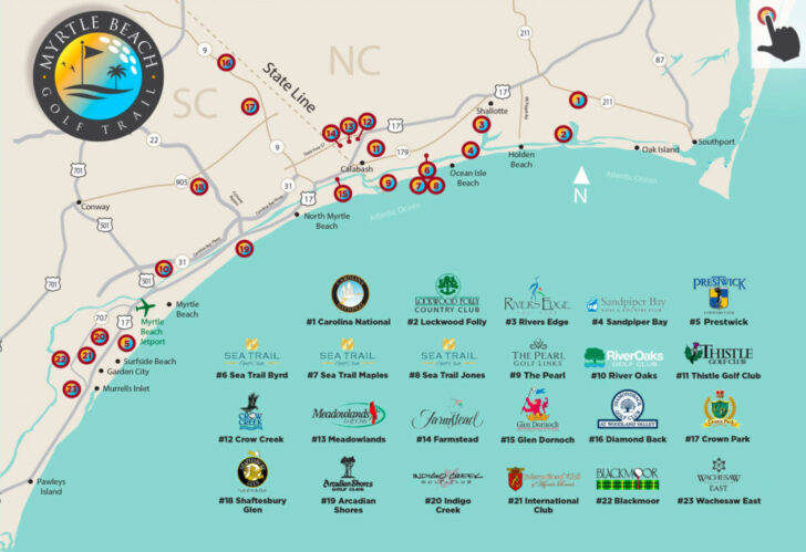 Map Of Golf Courses In Myrtle Beach