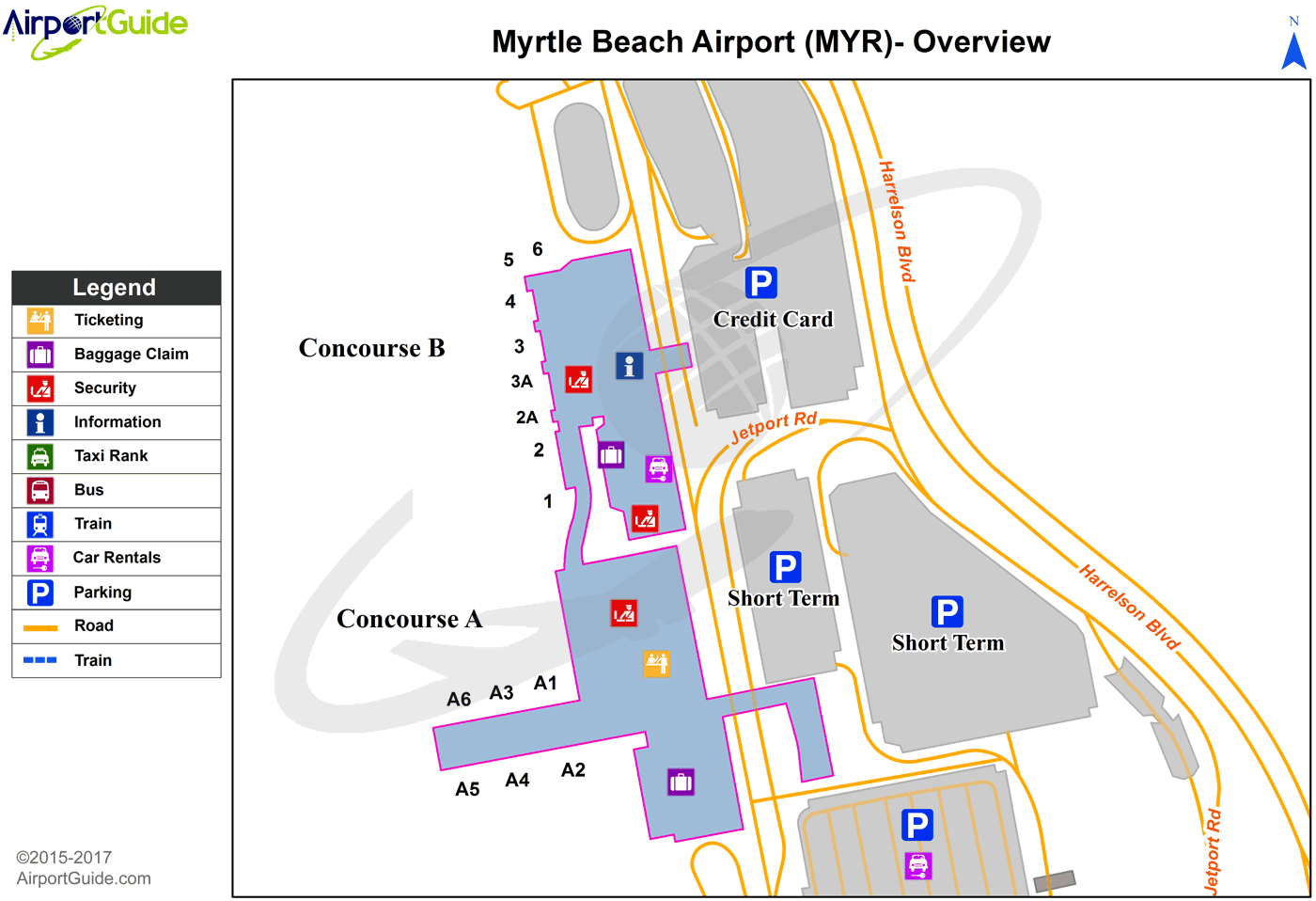Myrtle Beach Myrtle Beach International MYR Airport Terminal Map 