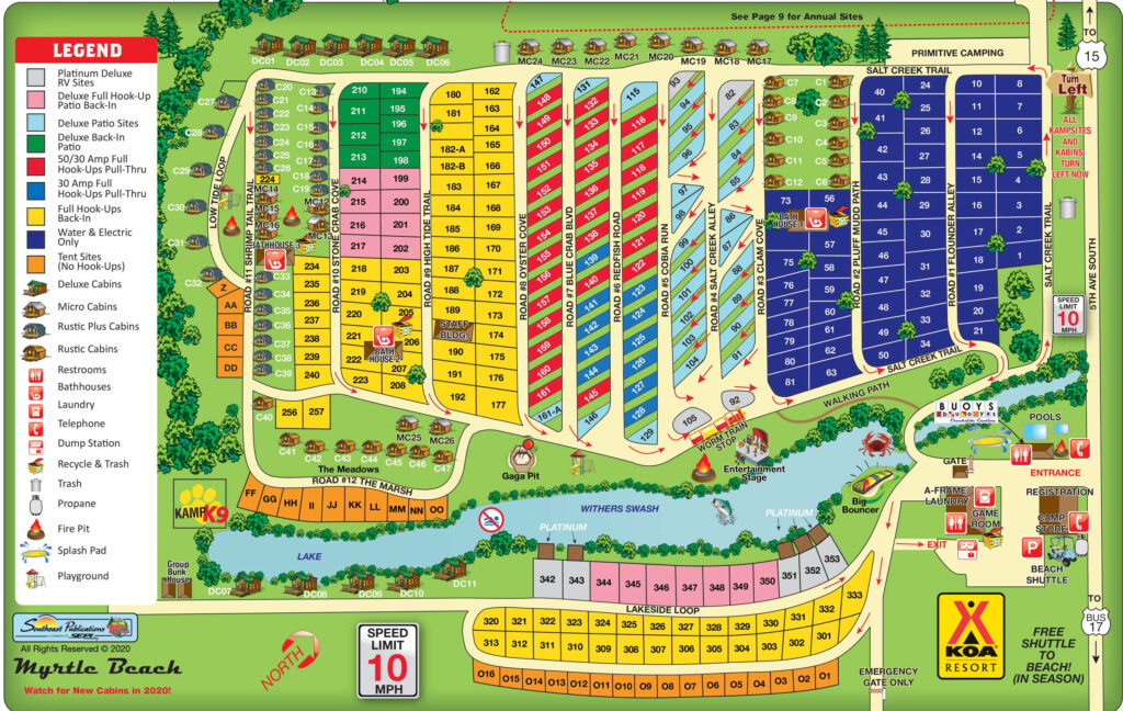 Myrtle Beach South Carolina Campground Map Myrtle Beach KOA Resort ...