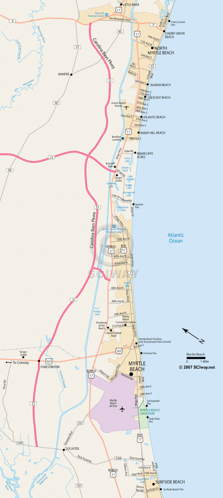 Myrtle Beach Map Sc