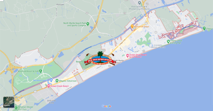 North Myrtle Beach Golf Courses Map