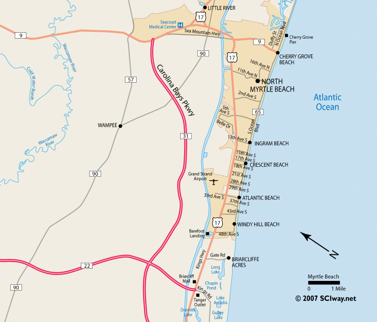 North Myrtle Beach Map Beach Map 