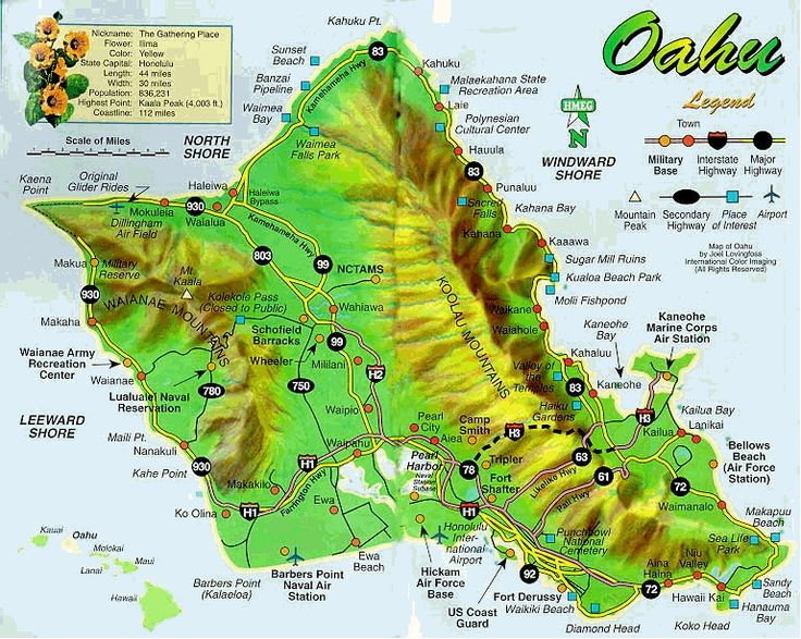 Oahu Beaches Beautiful Oahu Beach And A Map Of The Island 