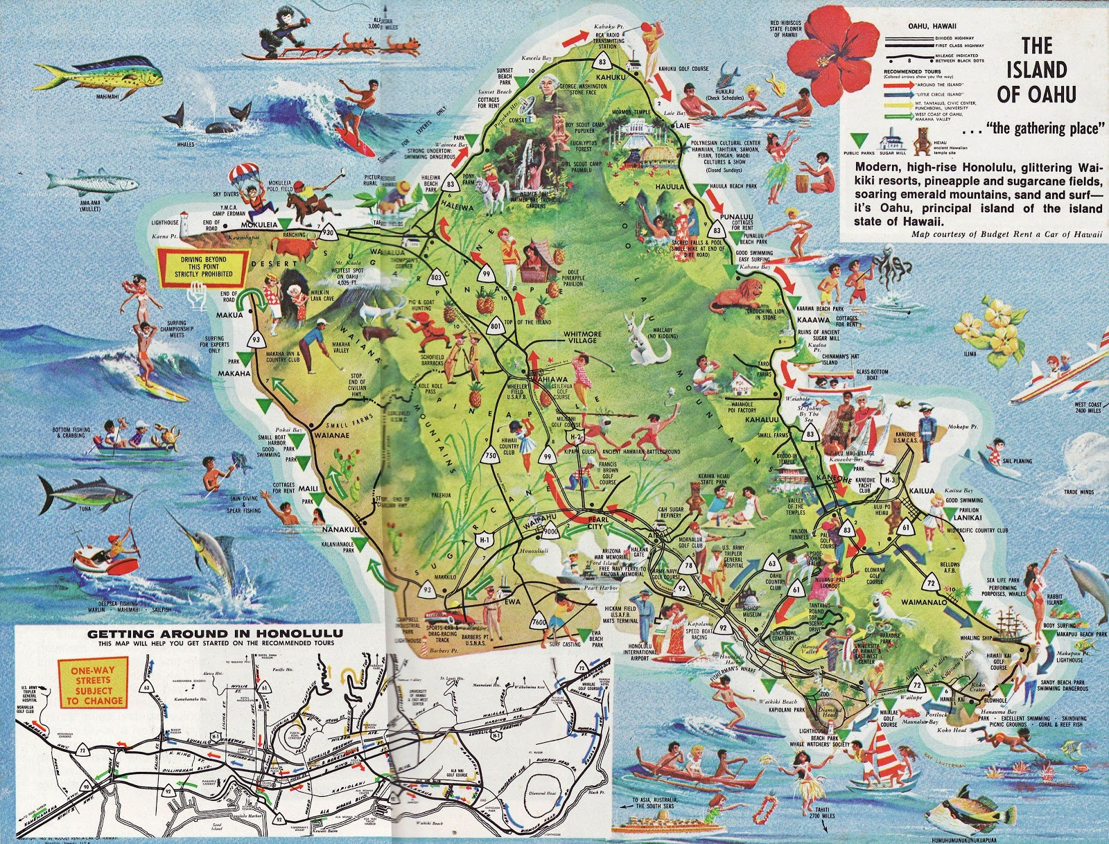 Online Maps Oahu Tourist Map
