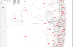 Palm Beach County FL Zip Code Wall Map Red Line Style By MarketMAPS