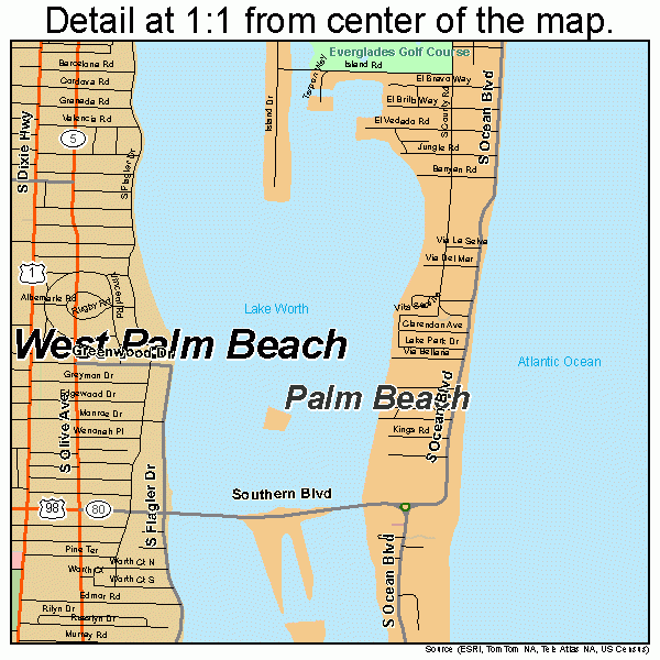 Palm Beach Florida Street Map 1254025