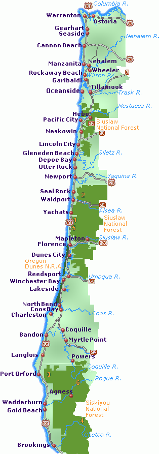 Oregon Beach Map