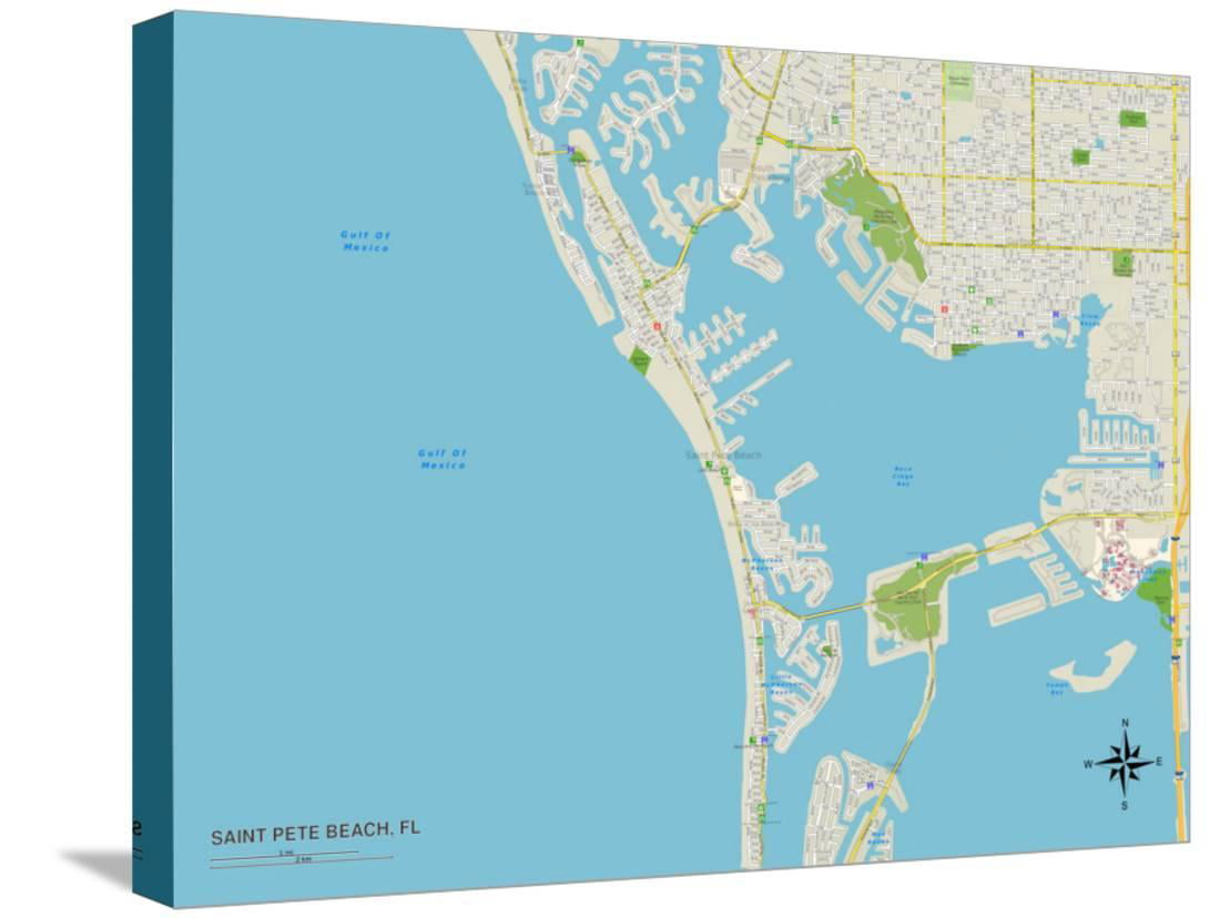 Political Map Of Saint Pete Beach FL Stretched Canvas Print Wall Art 