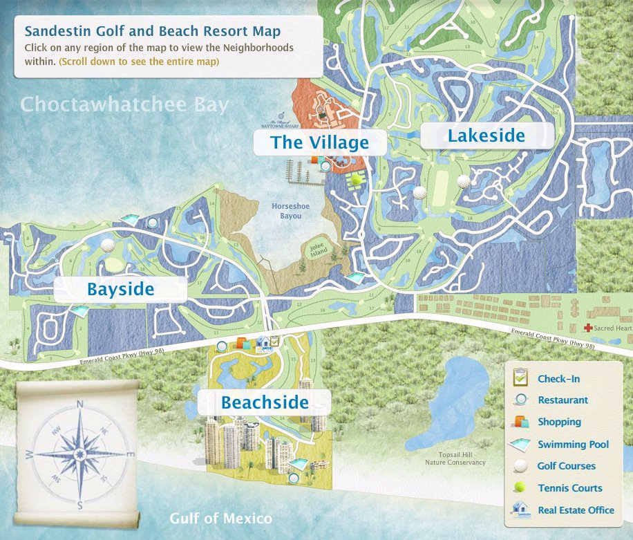 Resort Map Sandestin Golf And Beach Resort Florida