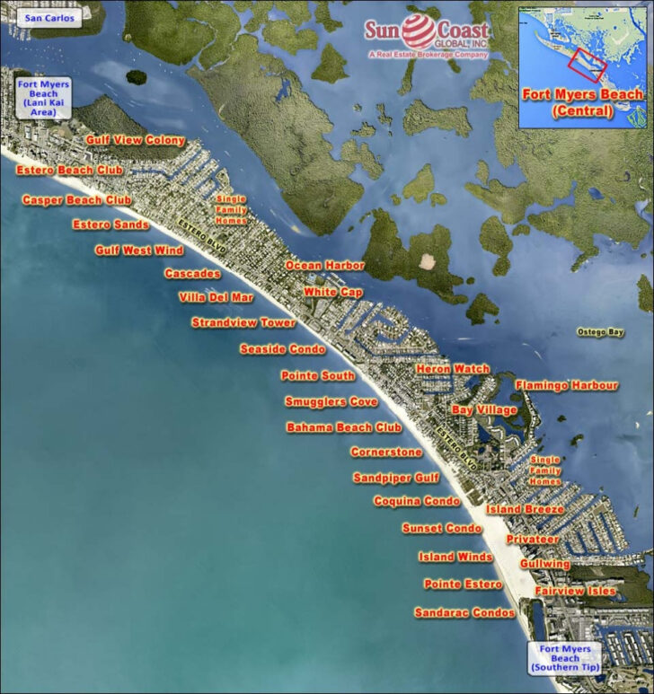 Fort Myers Beach Map Of Hotels And Condos