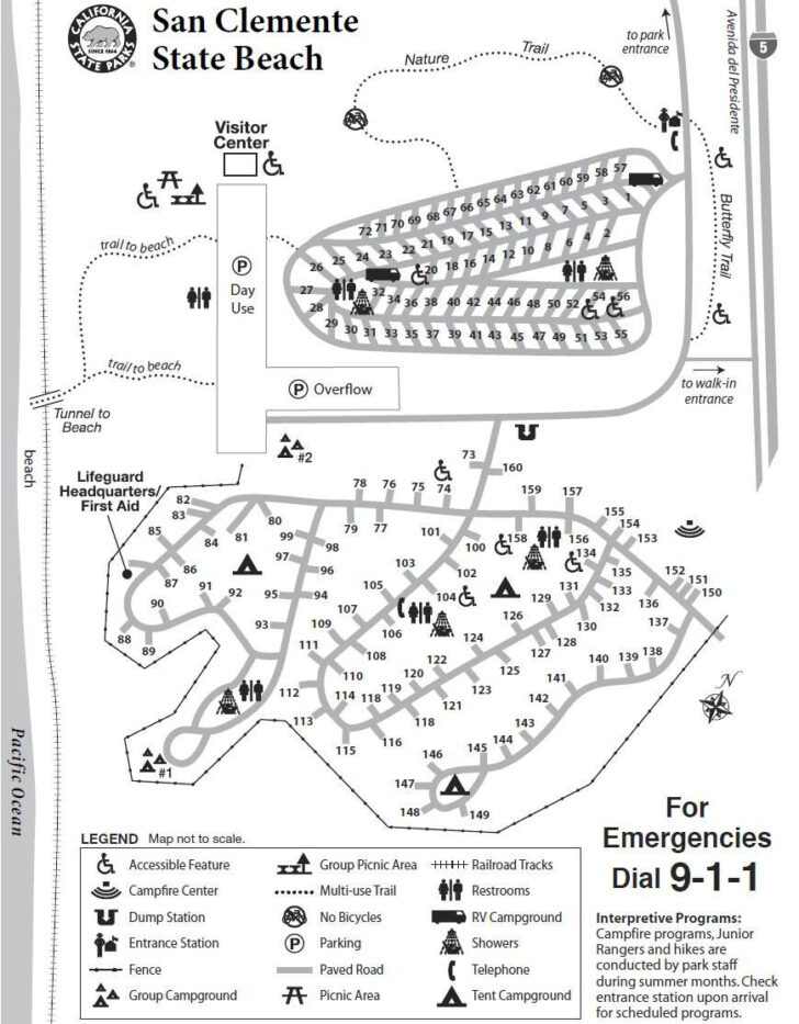 San Clemente State Beach Campground Map