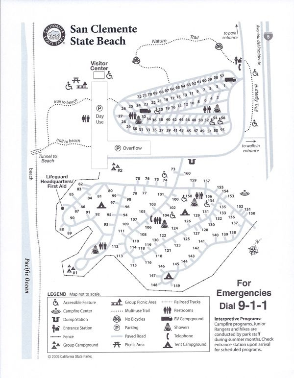 San Clemente State Beach Campsite Map San Clemente San Beach Camping