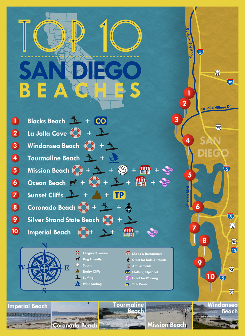 San Diego Beaches Map uwishuhad1whenumovedhere San Diego Beach San 