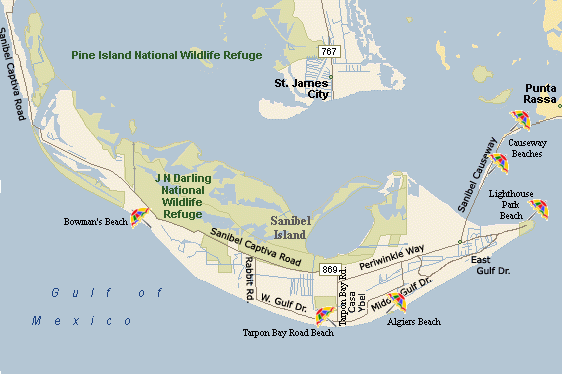 Sanibel Island Beaches Map