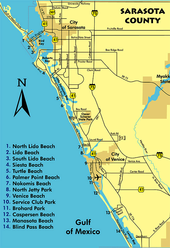 Sarasota Beaches Map Sarasota Vacation Accommodations Guide Travel 