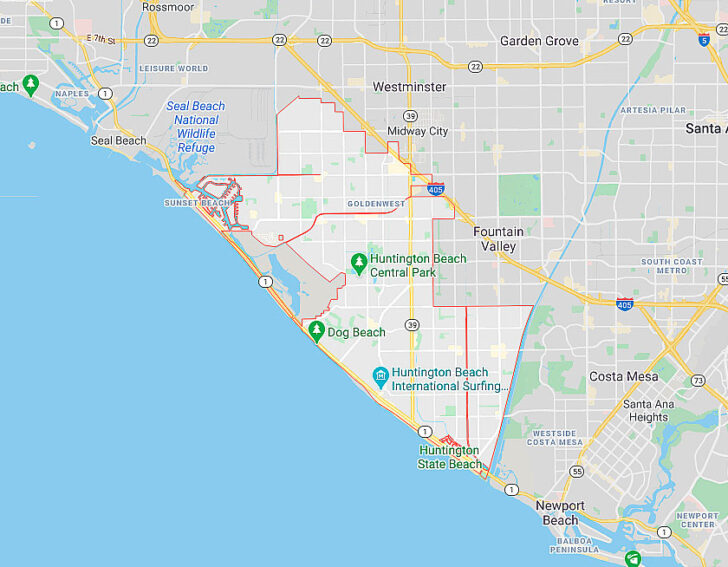 Huntington Beach Map California