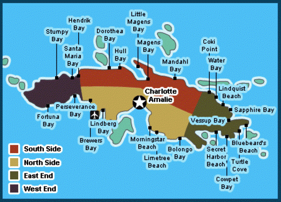 St Thomas Beaches Map