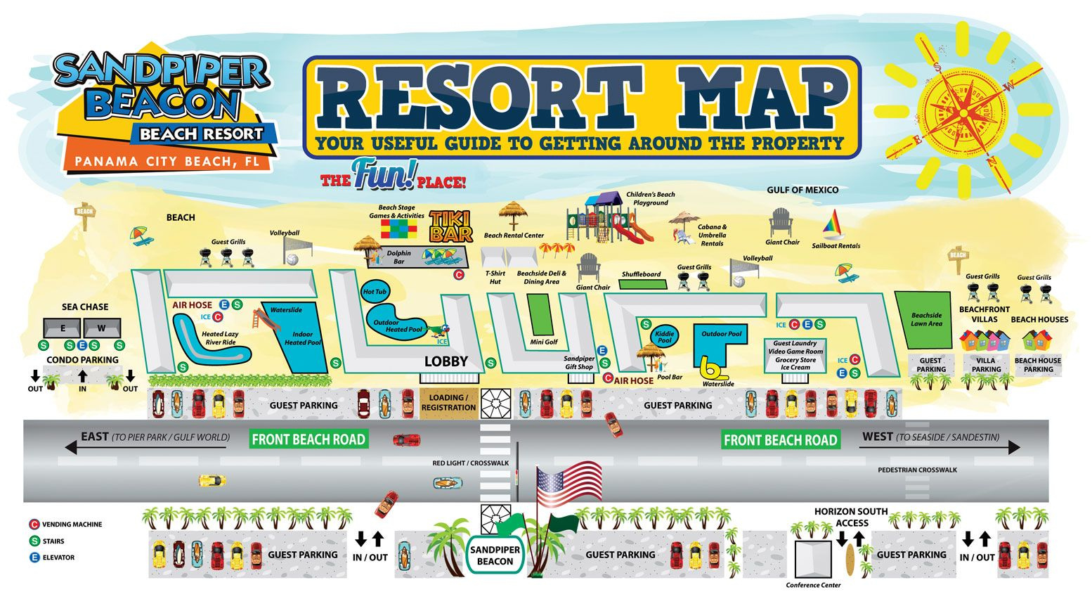 The Resort Map Of The Sandpiper Beacon Beach Resort In Panama City 