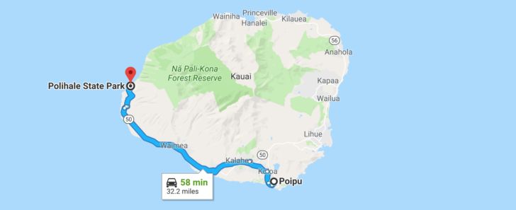 Polihale Beach Map