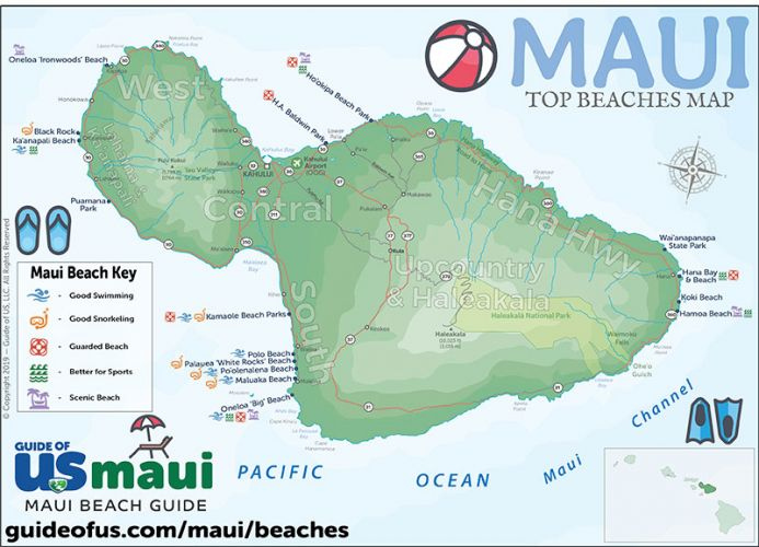 Top 10 Beaches On Maui Best Of Maui Beach Map