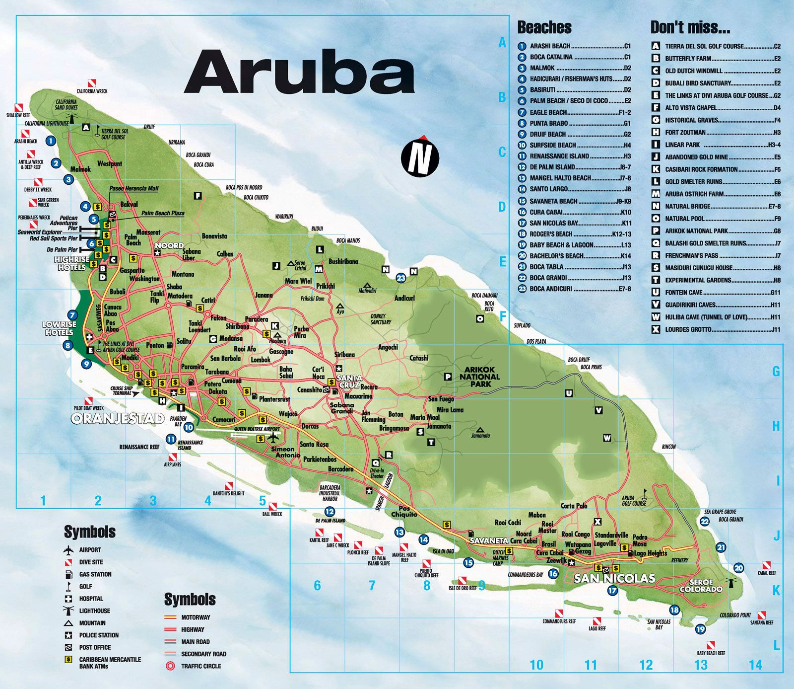 Tourist Map Of Aruba Aruba Tourist Map Aruba Map Aruba Travel 